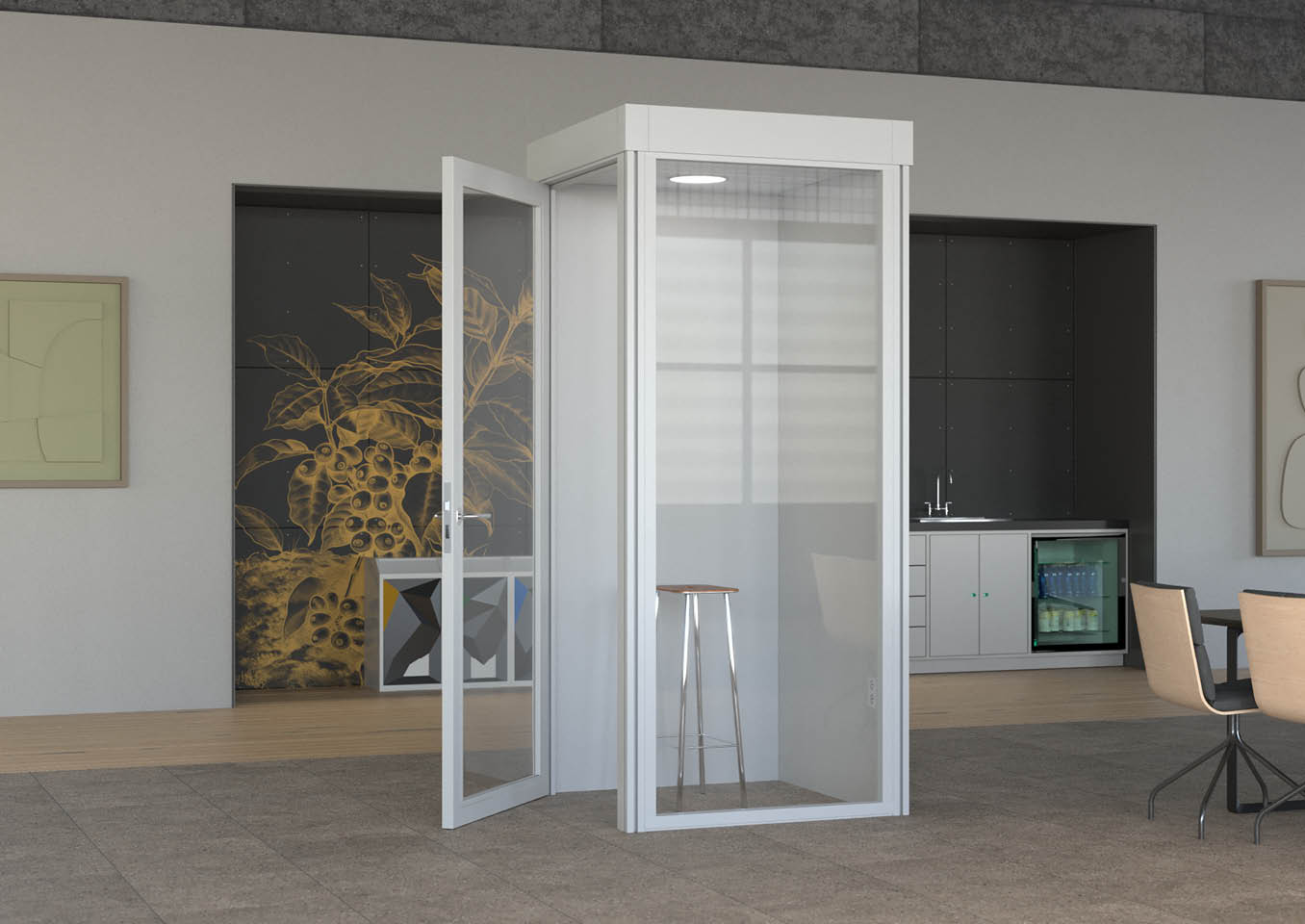 Qube Ellis telefooncel belcel silentroom2 Qube Ellis akoestiche belcel telefooncel 1 persoons
